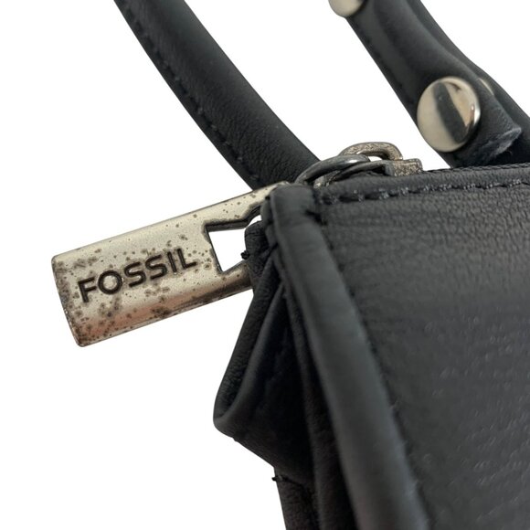 Fossil Black Leather Crossbody Wallet Detachable Strap & Multiple Compartments - Picture 2 of 9